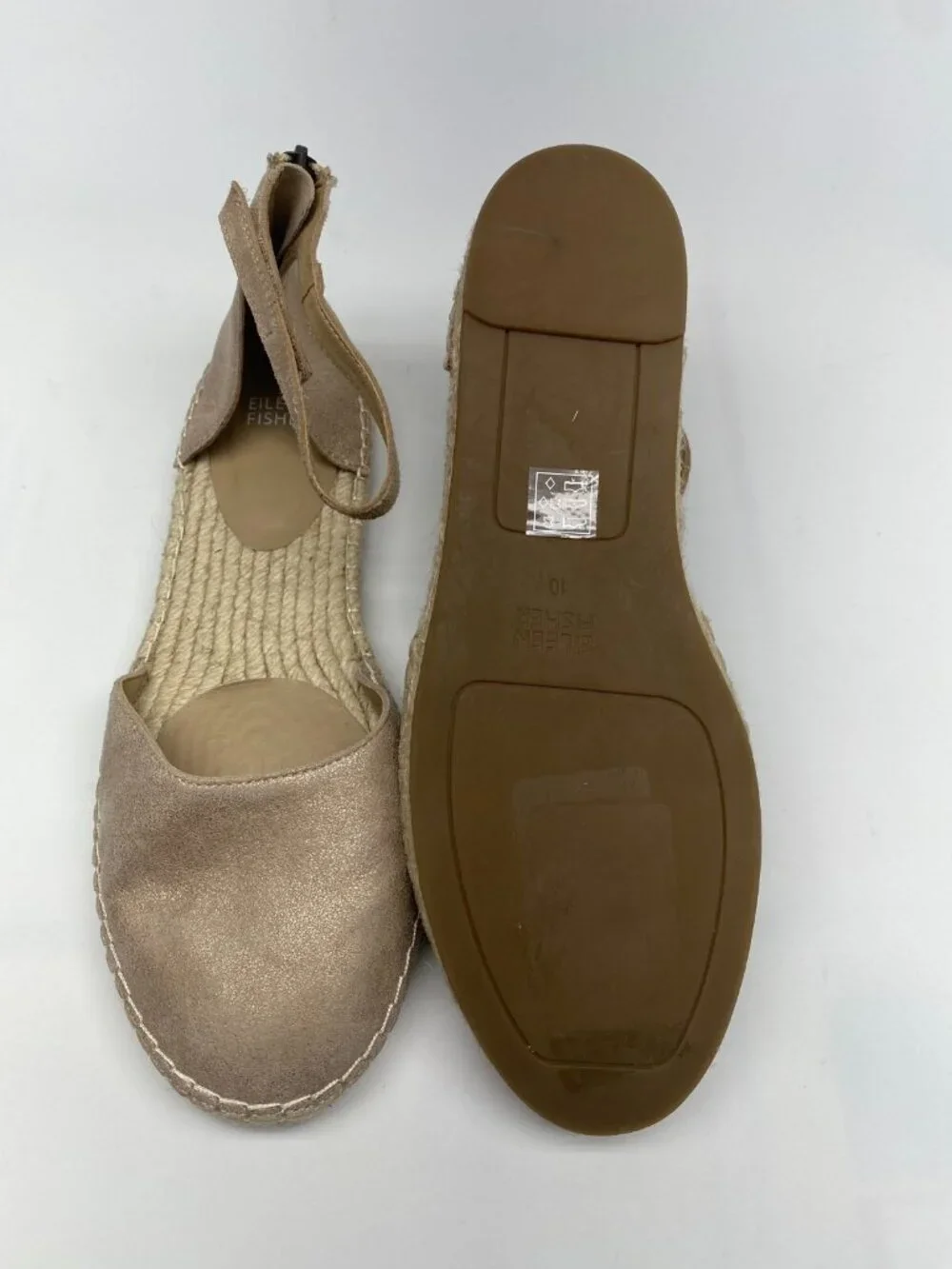 Eileen Fisher Womens Lala Rose Gold Espadrille Flat Sandal Sz 10